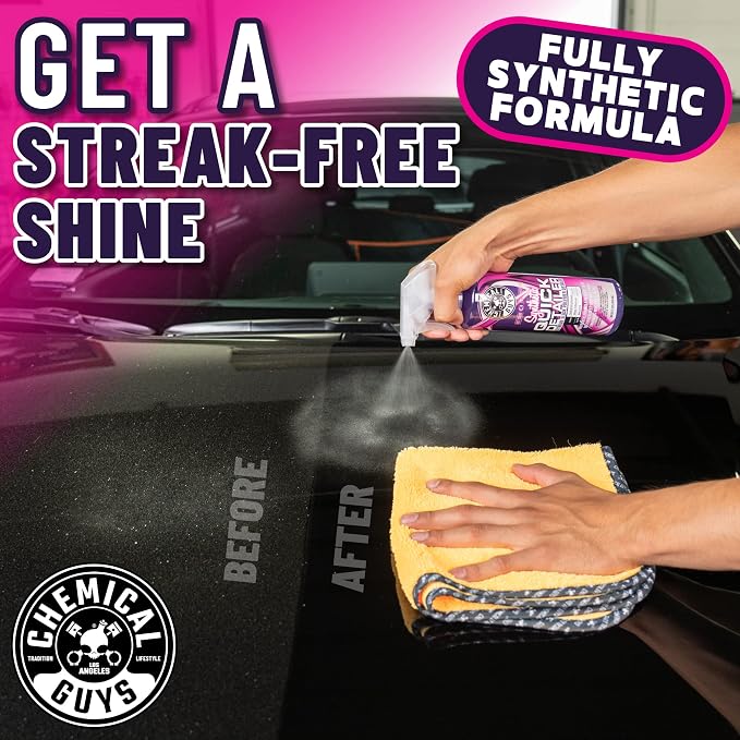 Chemical Guys, Synthetic Quick Detailer Spray, High Gloss & Slick, 16 oz | Spray-and-wipe detailer lifts dust, fingerprints and smudges while adding a streak-free synthetic-polymer gloss