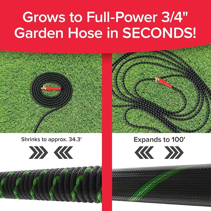Pocket Hose Ballistic Double UV Edition 100 FT Expandable Garden Hose w/Pocket Pivot Swivel Connector, Anti-Burst Sleeve Reinforced w/Bulletproof Fiber, Lightweight, No-Kink, Compact, AS SEEN ON TV