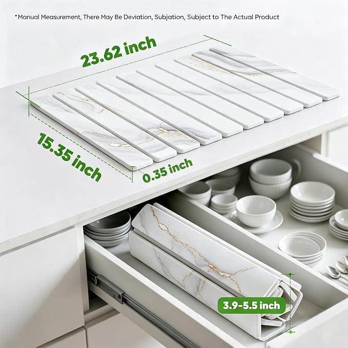 Stone Drying Mat for Kitchen Counter, Quick Diatomaceous Earth Mats for Dishes, 24"L x 16" W Super Absorbent Fast-Drying Collapsible Countertop Stone Mat (Marble White-04, 24" x 16")
