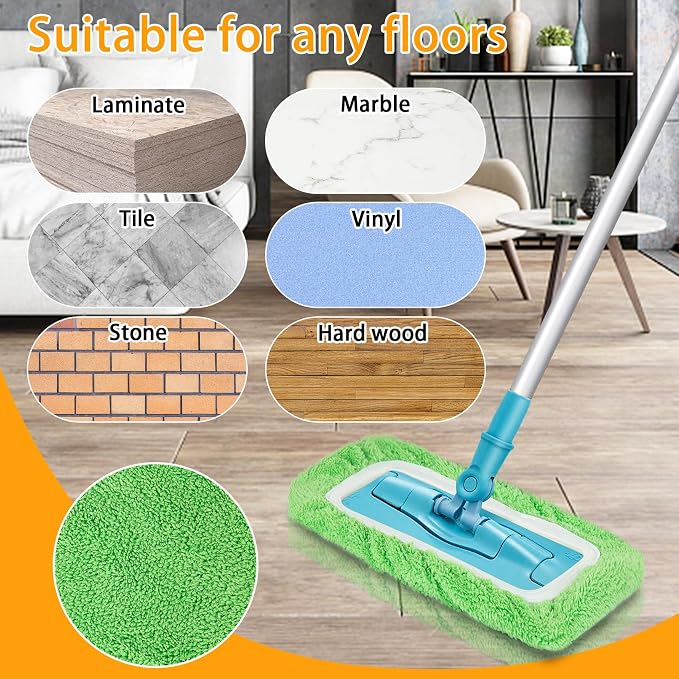 Unoutur Reusable Dry Sweeping Cloths Microfiber Wet Mop Pads Compatible with Swiffer Sweeper Mop Replacement Sweeping Mopping pad Refills for Hardwood Surface Floor Cleaning (16PCS)