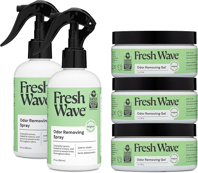 Fresh Wave Odor Removing Gel + Spray Bundle: (2) 8 fl. oz. Sprays + (3) 7 oz. Gels