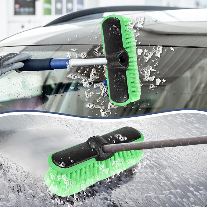 Car Wash Brush Head 10", Soft Bristle Car Cleaning Brush Srub Brush Attachment for Extension Pole, Outdoor Cleaning Tool for Window, Wall, Floor, Deck, Patio （4 Pack）