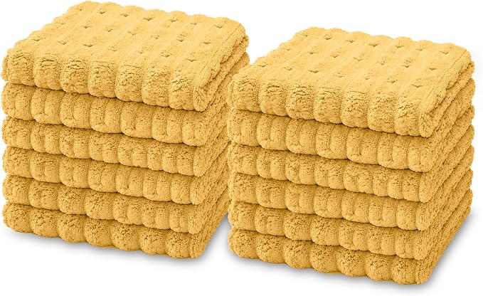kimteny Microfiber Dish Cloths for Kitchen, 12 Pack 12 x 12 Inch Coral Velvet Kitchen Cleaning Cloths, Absorbent Reusable Non-Scratch Dish Rags for Dishes, Countertops & Sink