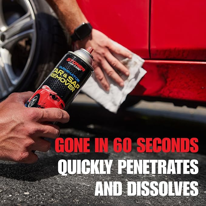 Stoner Car Care 91157 Tarminator Tar, Sap, and Asphalt Remover – Fast Acting Tar and Sap Remover for Cars – Clear Coat Safe Auto Cleaner for Paint, Chrome and Wheels – 5 Gallon