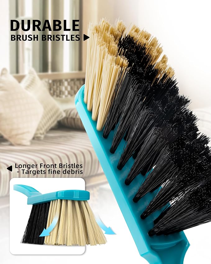 MR.SIGA Dustpan and Brush Set, Pack of 2 Set, Blue & Grey | Handheld brush and dustpan combo, small broom and dustpan set