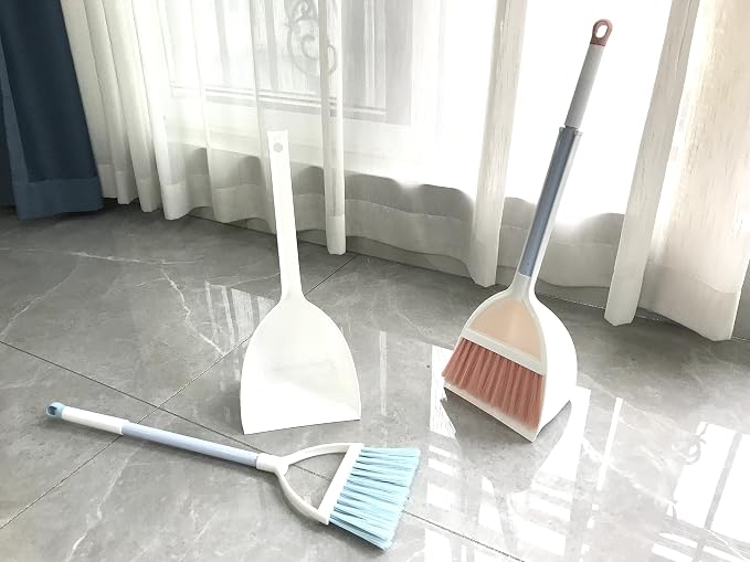 Kids Broom and Dustpan Set-Mini Dustpan and Broom for Children Housekeeping Pretend Play Cleaning Tools Set (Pink)