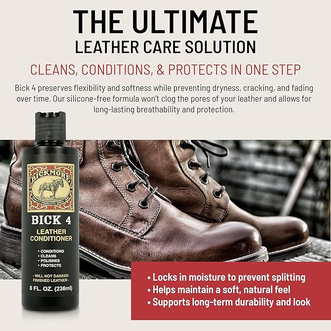 Bick 4 Leather Conditioner & Cleaner, Won't Darken Boots, Couch, Bags 16 oz | Made in USA, For Shoes, Furniture, Jackets, Auto Interiors, Apparel & Accessories