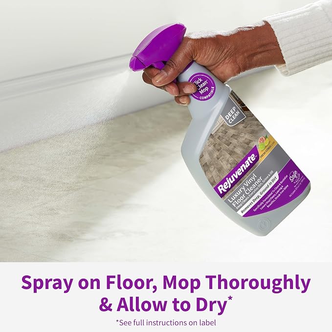Rejuvenate Luxury Vinyl Floor Cleaner 1 Gal, Fresh Citrus Scent, 2 Pack | No-Streak Formula Deep Cleans Dirt, Grime & Oil, Refills 32oz Rejuvenate Vinyl Floor Cleaner, Safe For Pets & Kids
