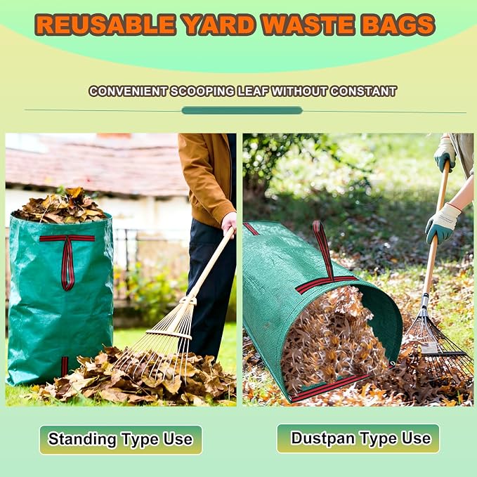 72 Gallon Leaf Collector, Reusable Leaf Bag, Dustpan-Type Yard Garden Bag | Heavy Leaf Pick up Tool Collapsible Lawn and Leaf Bag, Garden Yard Waste Container for Leaves, Lawn Debris, Grass Clippings