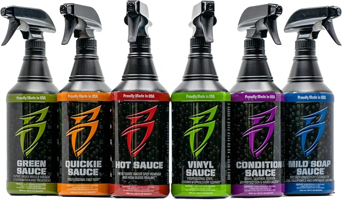 Bling Sauce Hot Sauce Hard Water Spot Remover with Wax Sealants, 32 oz | Hard water spot remover cleans without stripping wax, adds glossy sealants and works on boats, RVs, autos and glass