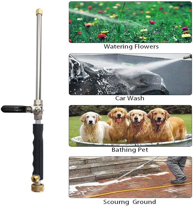 39'' High Pressure Washer Hose Attachment Jet Nozzle,Hose into Power Washer Sprayer Wand with Flexible Hose Nozzle,Cleaning Tool for Gutter Patio Car Pet Window Glass Black
