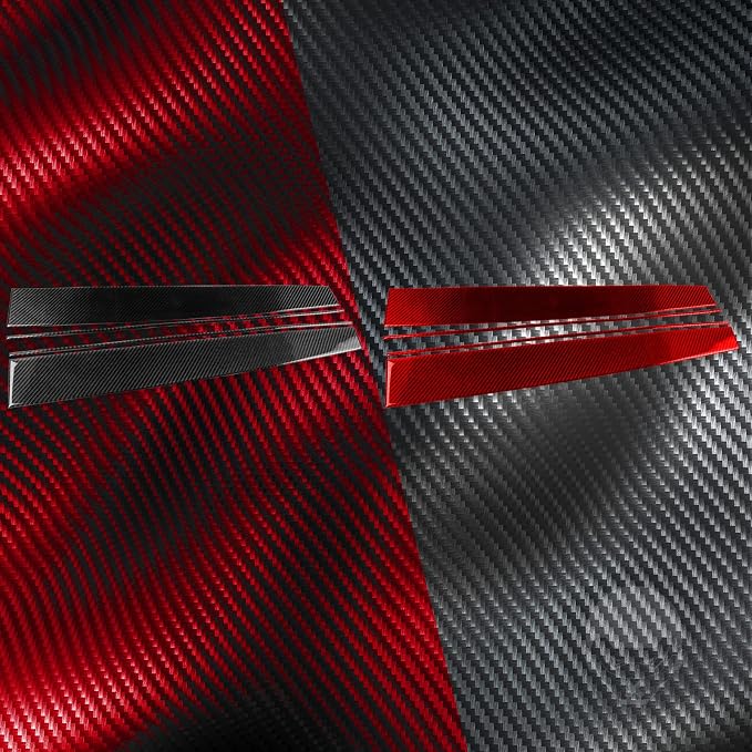 Red Real Carbon Fiber Trim for Tesla Accessories | for Model 3 2017-2022 / Model Y 2020-2024 Dashboard Instrument Panel Sticker Interior Thick Overlay Decal