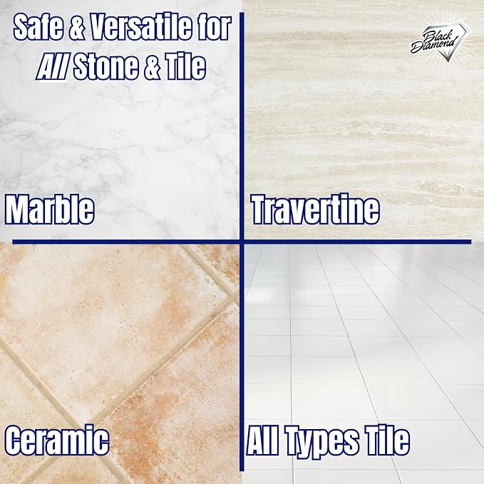 Black Diamond Stoneworks Ultimate Grout Cleaner with Brush + Marble & Tile Cleaner (2-Pack) – Safe for Natural Stone, Acid Free Deep Cleans Grout, Restores Shine to Marble, Granite, Travertine & Tile