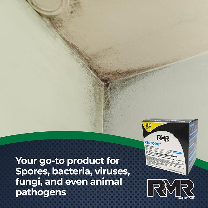 RMR Solutions RESTORE Disinfectant & Cleaner Concentrate, EPA Registered Mold Remover & Antibacterial Cleaning Solution for Kitchen, Bathroom, Floor, Home, Pet Areas, Counter, 13.1g, Makes 48 Gallons