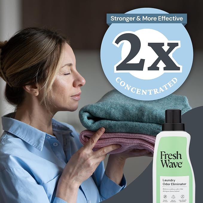 Fresh Wave Laundry Booster Scent and Odor Eliminator, 24 oz, 2-Pack | Plant-based formula, No phthalates or harsh chemicals, Fabric deodorizer for pet bedding and activewear, Use in wash or rinse