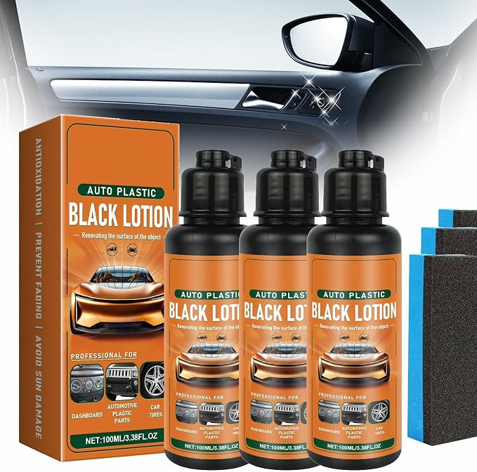 Auto Plastic Black Lotion, Black Lotion Auto Plastic, Plastic Restorer for Cars, Auto Plastic Black Lotion, Can Restore the Luster of Faded Plastics and Rubbers (3PCS)
