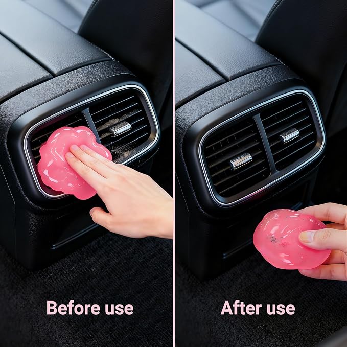 ColorCoral 2Pack Car Cleaning Gel Reusable Detailing Kit Slime Cleaner Pink | Dust Cleaning Gel Keyboard Slime for Car Interior Air Vent Cleaner, Auto Detailing Tools Accessories car cleaning putty Rose