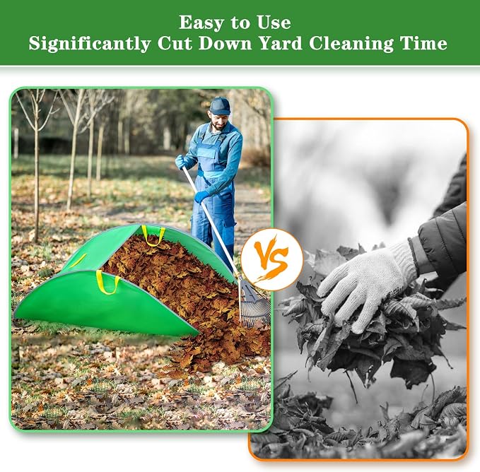 Tryly Leaf Collector, Foldable Leaf Bags, Portable Pop Up Lawn and Leaf Collector, Patent Number D1005635, Reusable Yard Garden Bags for Leaves Lawn Trash