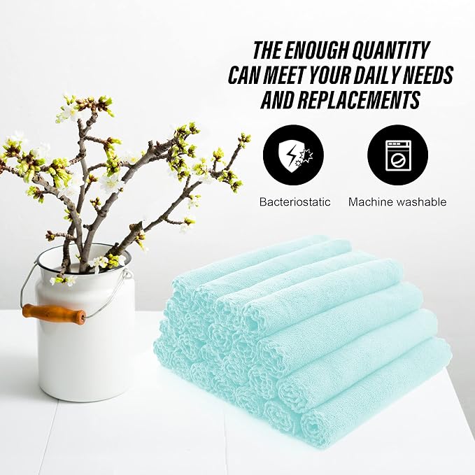 MOONQUEEN Ultra Soft Premium Washcloths Set - 12 x 12 inches - 72 Pack - Quick Drying - Highly Absorbent Coral Velvet Bathroom Wash Clothes (Frozen Blue)