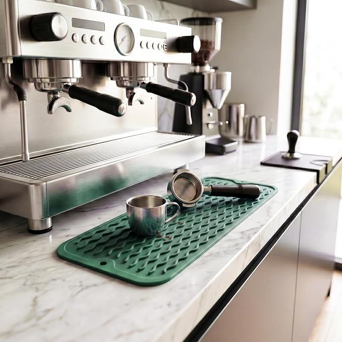 MicoYang Silicone Dish Drying Mat for Multiple Usage,Easy clean,Eco-friendly,Heat-resistant Silicone Mat for Kitchen Counter,Sink,Bar,Bottle,or Cup Green M 17 inches x 6 inches