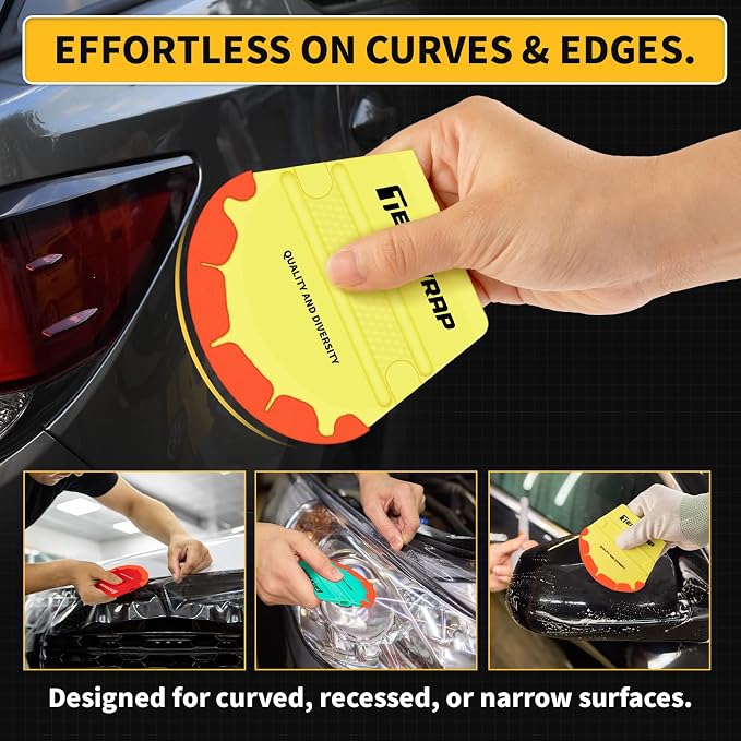 TECKWRAP Felt Squeegee for Vinyl Wrap Window Tint -Fan Shape, Soft/Med/Hard | Pro Car Wrap Tool Kit with 3 Hardness Levels Scratch-Free Tool for PPF, Decal, Inkjet Sticker Paper & Wallpaper DIY Projects