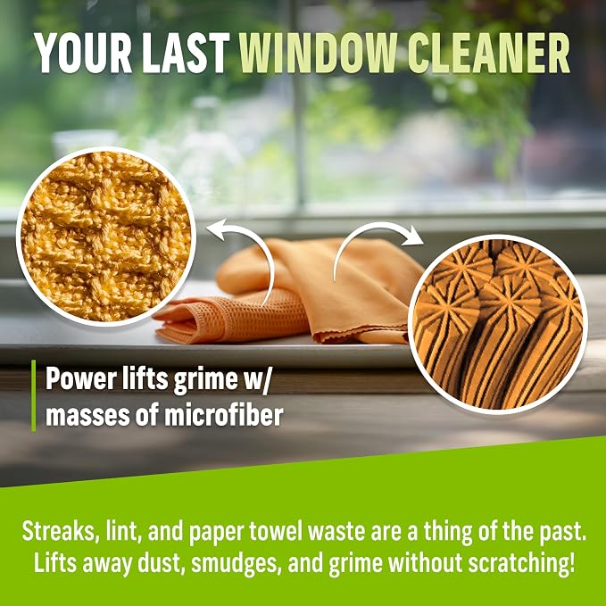 E-Cloth Window and Glass Cleaner Kit, Just Add Water - 2 Kits | Chemical-Free Cleaning - Reusable & Machine Washable Towel, Versatile Use for Mirrors, Cars, & Lenses, Alaskan Blue