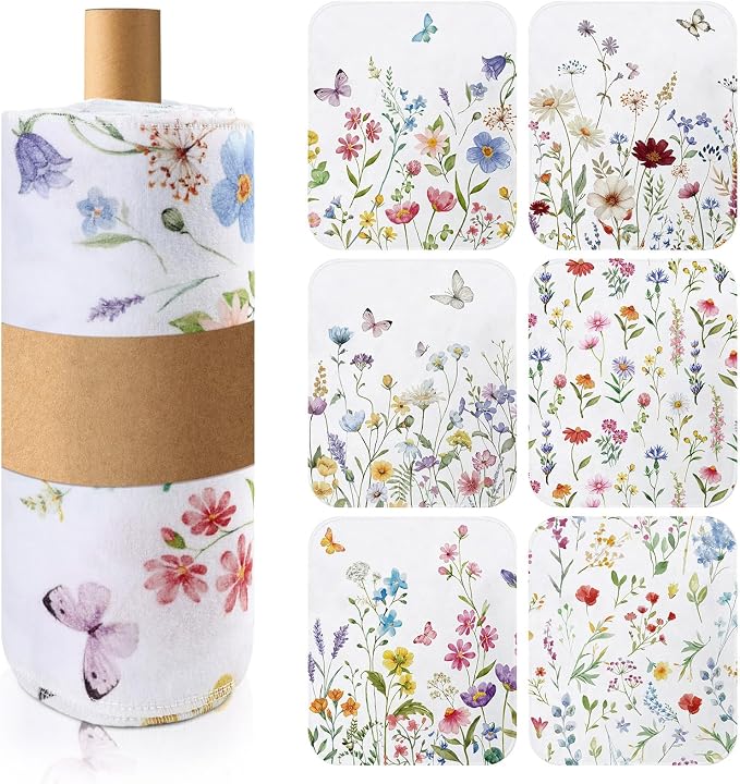 IANFEPH 36 Pcs Reusable Paper Towels Roll Paperless Cotton Cloth 9.8" X 11" Washable Kitchen Towel Absorbent Soft Flannel Reusable Hand Napkin for Home Bathroom Cleaning Household Dishcloth