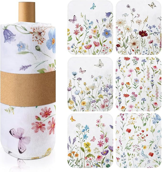 IANFEPH 36 Pcs Reusable Paper Towels Roll Paperless Cotton Cloth 9.8" X 11" Washable Kitchen Towel Absorbent Soft Flannel Reusable Hand Napkin for Home Bathroom Cleaning Household Dishcloth