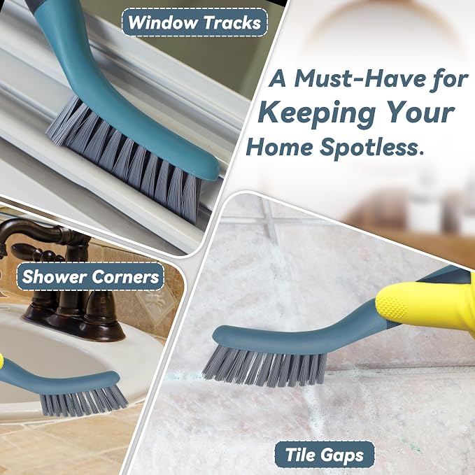 2 Pack Grout Scrub Brush with Stiff Bristles | Small Cleaning Brush for Kitchen, Bathroom, Tile Floors, Gaps, Crevices and Window Tracks with Durable Scrubbing Bristles
