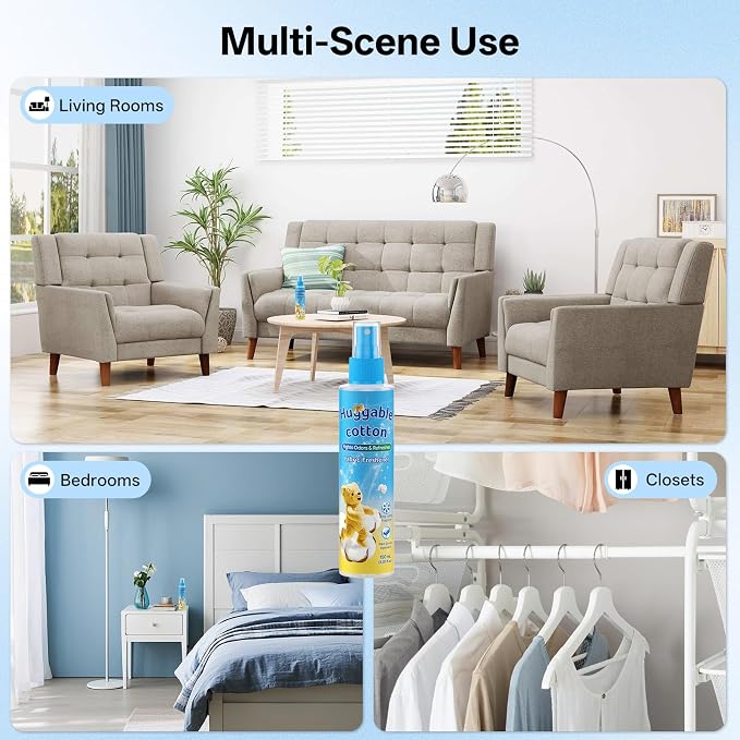 Odor Eliminator Fabric Freshener Spray, Clean Scent, 5.07 fl oz | Multi-Use Fabric Refresher Deodorizer, Long Lasting Fragrance for Clothes, Carpet, Couch, Mattress, Pillow, Curtain & Travel