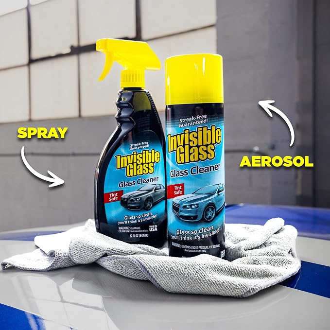 Invisible Glass 91164-3PK Premium Aerosol Glass Cleaner Spray for Car Windshields and Windows, Automotive and Home Window Cleaner, Streak-Free, Ammonia-Free, Tint-Safe – 19 oz (Pack of 3)