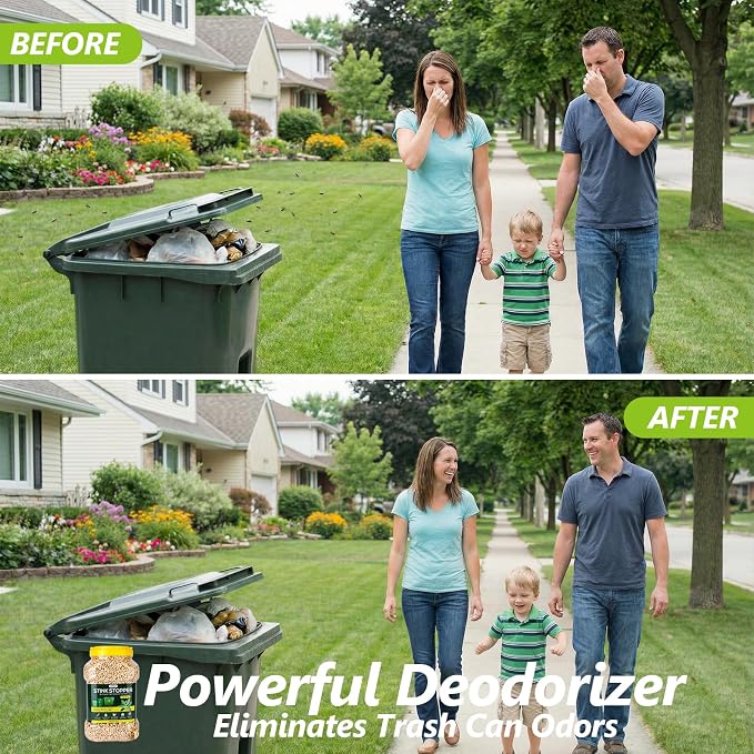 USKICH Outdoor Trash Can Deodorizer Odor Eliminator,Garbage Disposal Cleaner and Deodorizer,Plant-Based Powerful Absorbing Granules for Trash Bins,Dumpster,Outdoor Waste and Garbage Cans,45 OZ