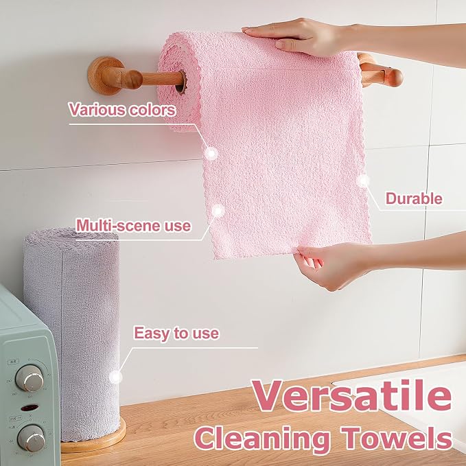 Jessy Home 80 Pack Reusable Paper Towels Pink Microfiber Cleaning Cloth Roll 12"x12" Microfiber Towels, Tear Away Cloth for Cars,Wash Cloths,Lint Free Rags for House,Kitchen,Window,Cleaning Supplies