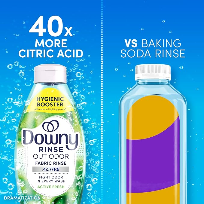 Downy RINSE & REFRESH Laundry Odor Remover and Fabric Softener for Activewear, Active Fresh Scent, 48 oz