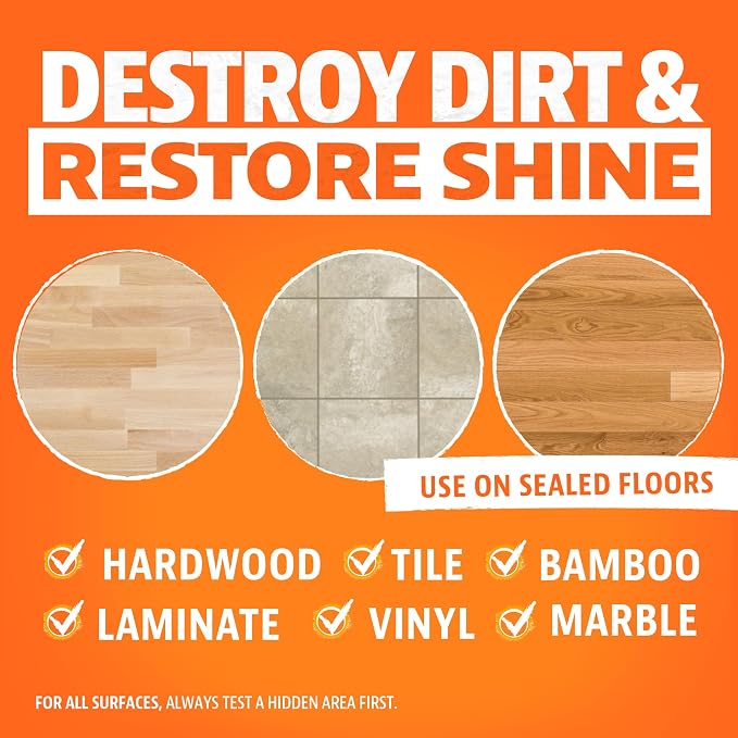 ANGRY ORANGE Hardwood Floor Cleaner - No-Rinse, Pet-Safe, Residue Free Multi-surface Cleaning Solution for Pet Urine, Grime & Everyday Dirt - Made in USA - Citrus Mint - 32 oz - Value 2 Pack