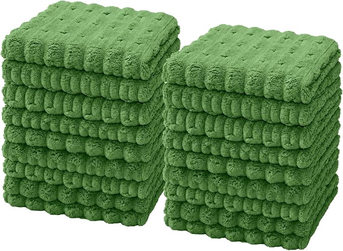 kimteny Microfiber Dish Cloths for Kitchen, 18 Pack 12 x 12 Inch Coral Velvet Kitchen Cleaning Cloths, Absorbent Reusable Non-Scratch Dish Rags for Dishes, Countertops & Sink