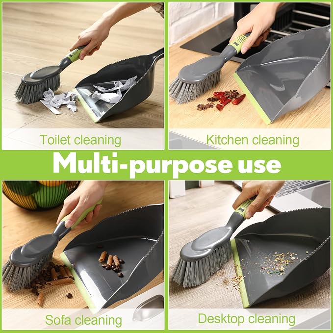 Zopeal 6 Set Dust Pan and Brush Set, Small Dustpan with Broom, Handheld Angle Broom and Dustpan Set for Home Room Kitchen Car Office Lobby Indoor Floor Cleaning