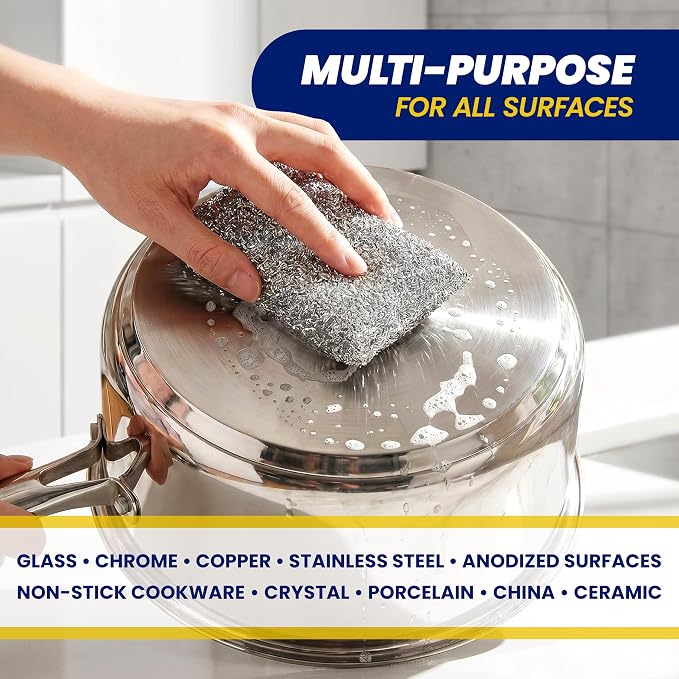 SCRUBIT Scrub Sponges for Kitchen, Non-Scratch Dish Sponges, Heavy Duty Steel Wool Scrubber Sponges Kitchen & Dishes Scrubbers (12)