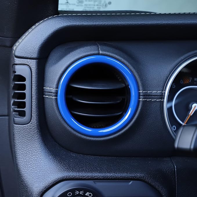 JeCar Interior Trim Kit Dashboard Air Conditioner Vent Ring Interior Accessories Compatible with Jeep Wrangler 2018-2023 JL & 2020-2023 Gladiator JT, Blue