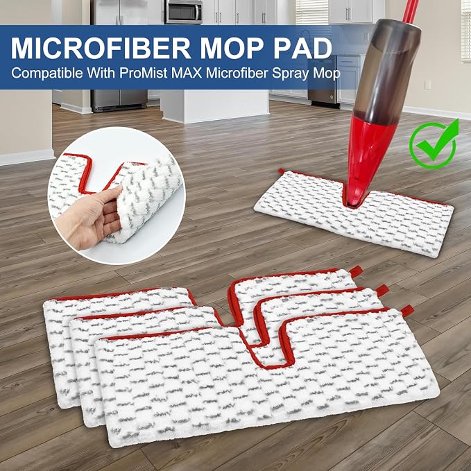 Microfiber Spray Mop Pads Compatible with Promist MAX Reusable Spray Mop Refills for Ocedar ProMist Dust Mop,Dual-Action Washable Flip Mop Pads Replacement for Dry Wet Floor Cleaning,3 Packs (Grey)