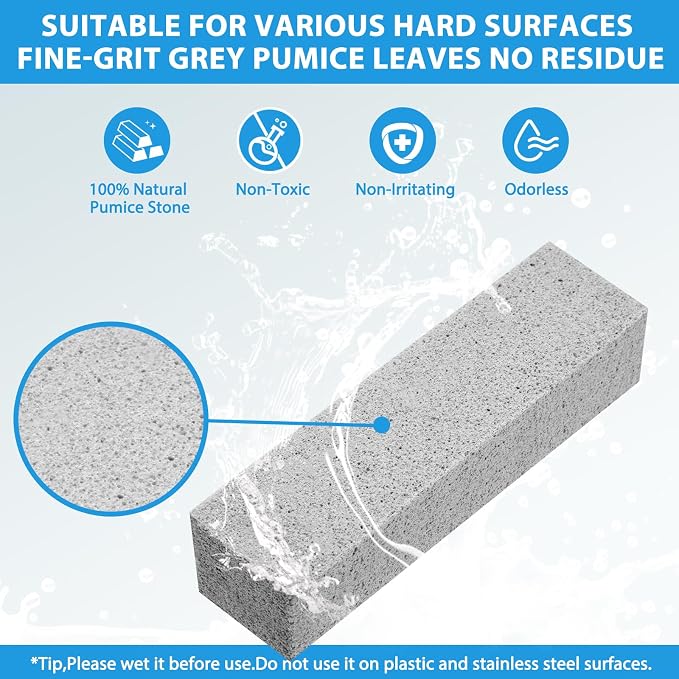 3 Pack Pumice Stone for Cleaning Stove Gas Grates & Top, Extra Long Handle Cleaner Pumice Stone for Oven, with 3 Replacement Heads