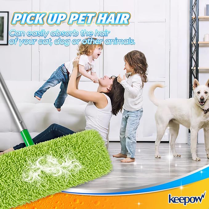 KEEPOW XL Dry Sweeping/Wet Mopping Cloths for Swiffer XL Sweeper, 6 Pack | Reusable & Washable Microfiber Mop Pad Refills for Surface/Hardwood Floor Cleaning