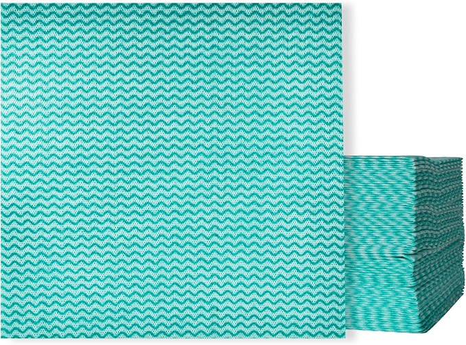 Disposable Kitchen Cleaning Towel Disposable Dish Cloths, Reusable Wipes Heavy Duty Cleaning Rags for Kitchen, Bathroom, Household,50 Count Green