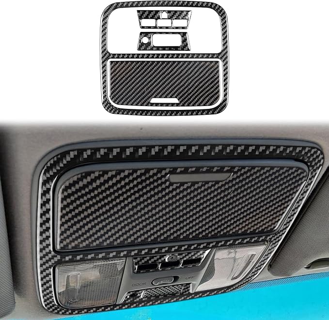 Real Carbon Fiber Trim for Honda Accord Accessories | for 2003 2004 2005 2006 2007，Roof Map Reading Light Panel Reading Lamp Set ，Interior Dash Panel，Thick Overlay Sticker Decal