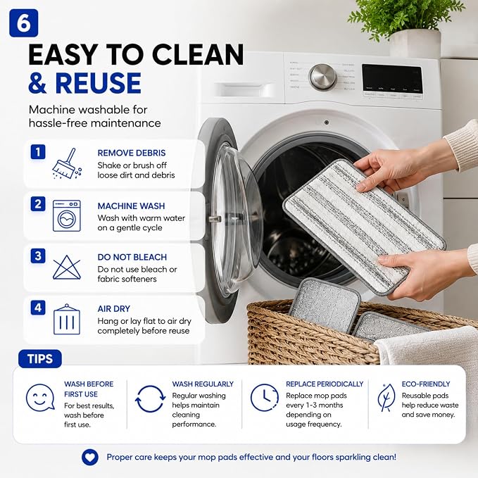 Blueark Replacement Mop Pads, Compatible with Swiffer PowerMop Multi-Surface Mop, Size:15''*4.53'', Grey, Pack of 10