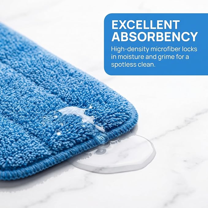 Microfiber Replacement Mop Pad, 18" x 6" Wet & Dry Home & Commercial Cleaning Refills, Reusable Floor Mop Pads (6 Pack) Blue | 6 Pack Microfiber Replacement Mop Pad, 18" x 6" Wet & Dry Home & Commercial Cleaning Refills, Reusable Floor Mop Pads Blue