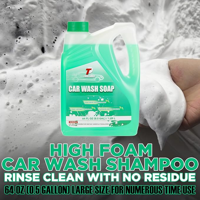 Tool Daily Short Pressure Washer Gun with Foam Cannon, Car Wash Soap 64 Oz | 5 Power Washer Nozzle Tips, 1/4 Inch Quick Connect