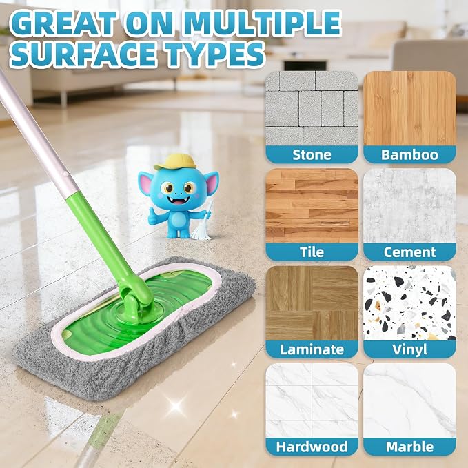 6 Pack Reusable Mop Pads for Swiffer, Washable Wet Pads Refill, Gray&White | Compatible with Swiffer Sweeper Mop | Microfiber Mop Pads for Swiffer | Dry Sweeping Cloths for Mopping Floors