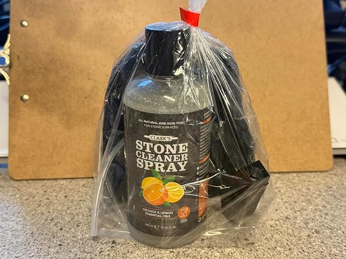 CLARK'S Stone & Quartz Cleaner Countertop with Microfiber Cloth, Citrus Scent - Granite Countertop Cleaner and Polish for Marble Cleaning - Clean and Shine Soapstone, Quartzite, Limestone - 12oz