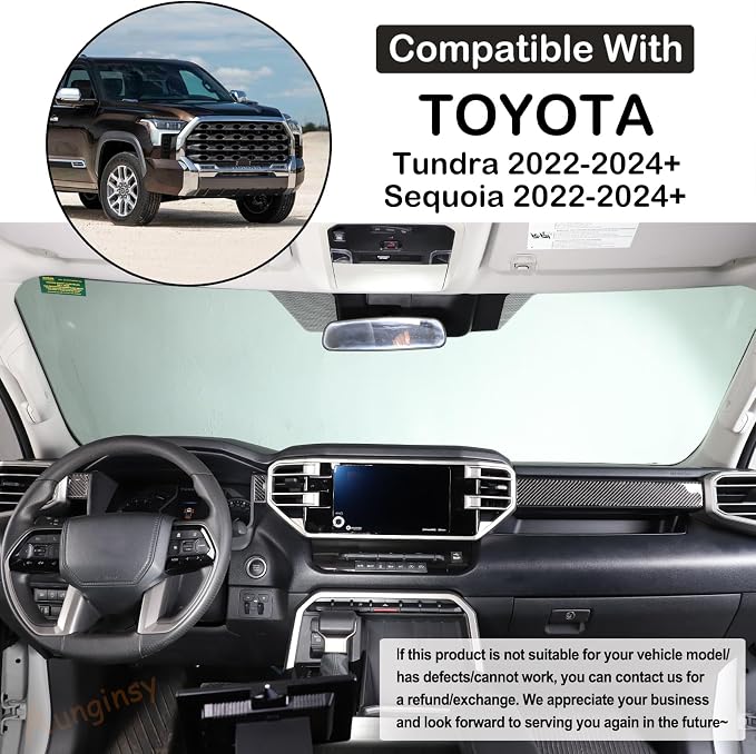 Carbon Fiber Center Control Panel Dashboard Strips Trim Sticker Fit Toyot@a Tundra/Sequoia 2022-2024 Center Console Molding Panel Cover Dashboard Central Control Strip Interior Decorative Accessories